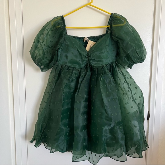 Lace & Beads Polka Dot Babydoll Dress - Picture 13 of 14